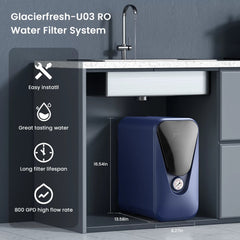 U03 800GPD Reverse Osmosis System, Under sink RO System - Glacier Fresh U03